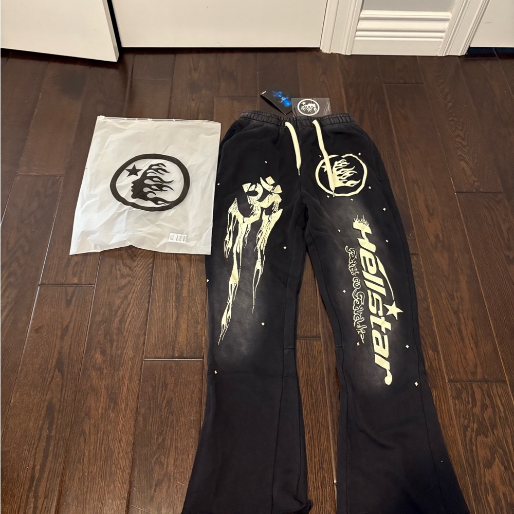 Hellstar Black Sweatpants with White Logo